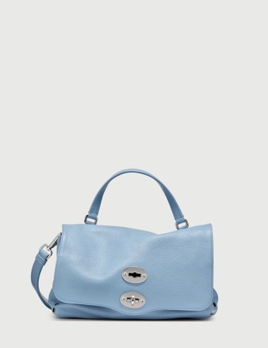 BORSA POSTINA® SMALL IN PELLE MARTELLATA BLUE PELLESTRINA