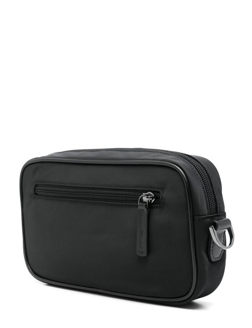 Beauty case con logo in nylon riciclato nero