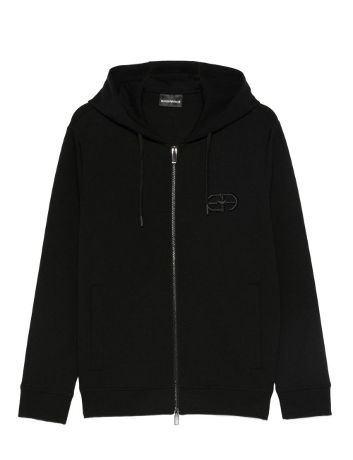 Felpa in cotone con logo nera