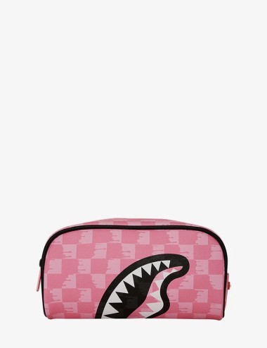 Pochette pink and black drip check clutch