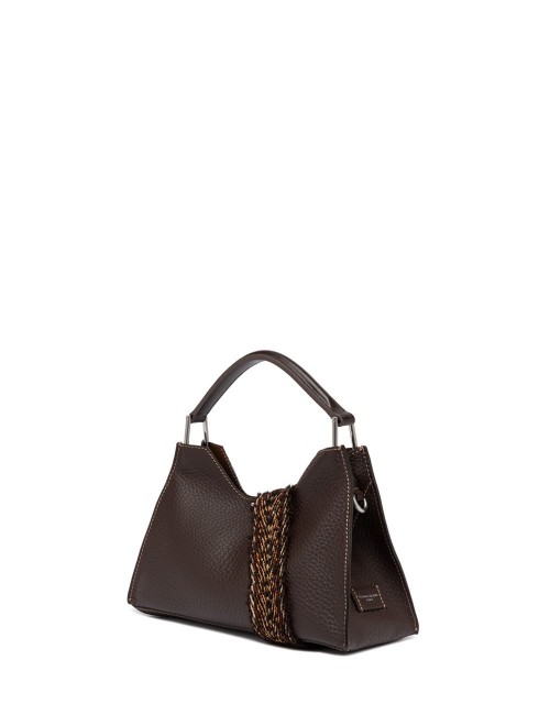 Borsa a tracolla in pelle AURORA ESPRESSO-CASTORO
