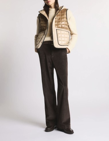 Gilet in Tessuto Tecnico a Quadri marrone beige