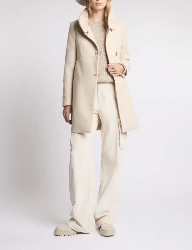 Romantic Coat in Panno di Lana Mélange bianco