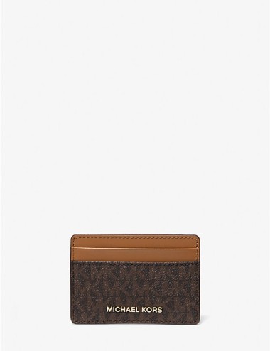 Porta carte di credito con logo marrone