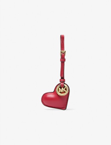 Ciondolo da borsa in pelle a forma di cuore rosso